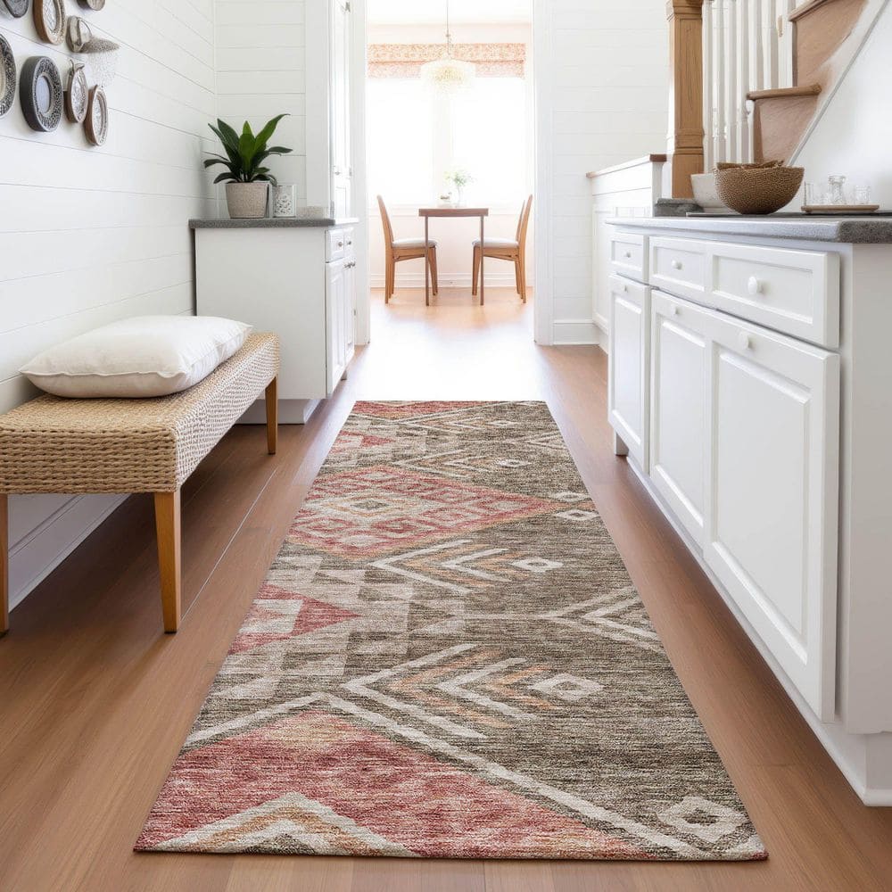 Mayfield Premium Machine Washable Abstract AMF1091 Brown 2 ft. 3 in. x 7 ft. 6 in. Runner Rug price history on PriceWatchPro