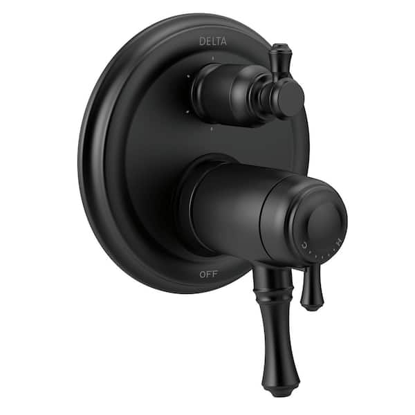 Cassidy 6-Setting Integrated Diverter 3-Handle Valve Trim Kit in Matte Black (Valve Not Included)