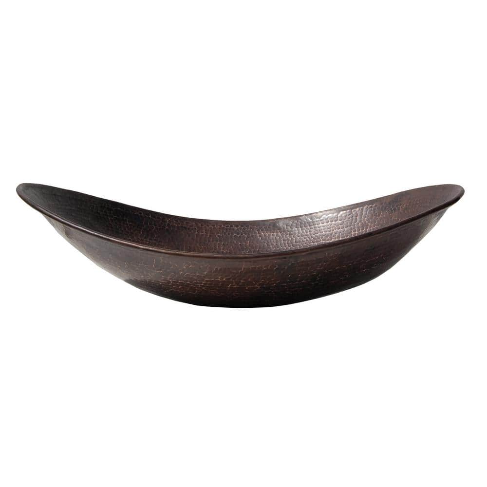 Antique Dark Copper Canoe Shaped Vessel Sink