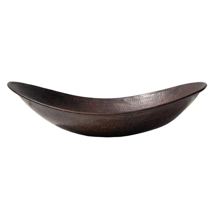 Eden Bath Copper Canoe Shaped Vessel Sink in Antique Dark