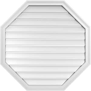 36 in. x 36 in. Octagonal Surface Mount PVC Gable Vent: Functional with Brickmould Frame