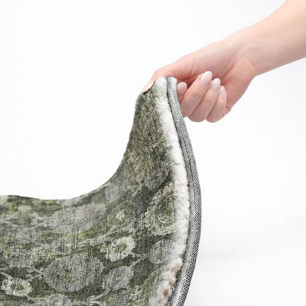 Dream Shag Premium Machine Washable Abstract ADS821 Olive 8 ft. x 10 ft. Area Rug