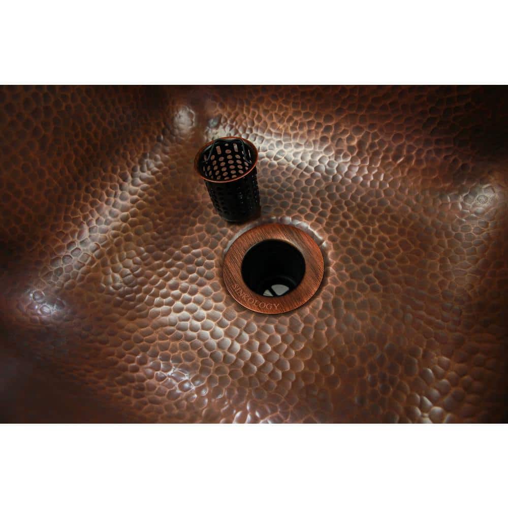 Antique Copper Solid Brass Jr. Basket Strainer Drain with Removable Basket