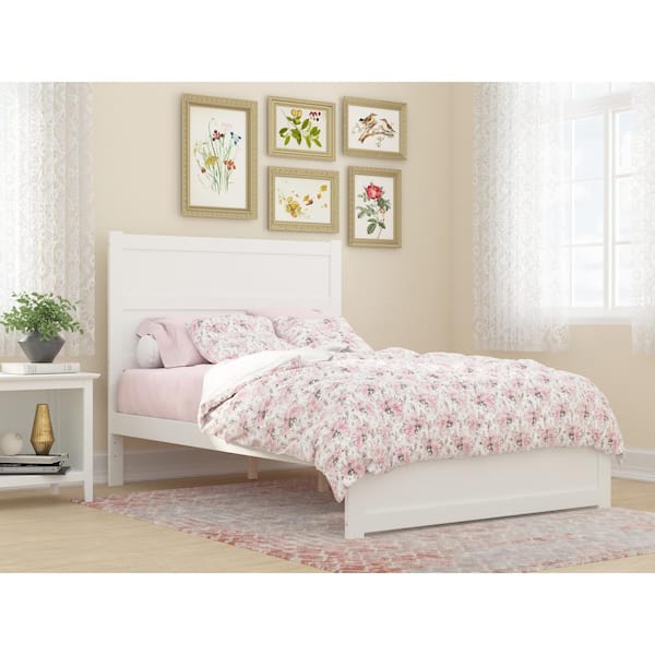 AFI NoHo 53-1/2 in. W White Full Size Solid Wood Frame with Footboard and Attachable USB Device Charger Platform Bed