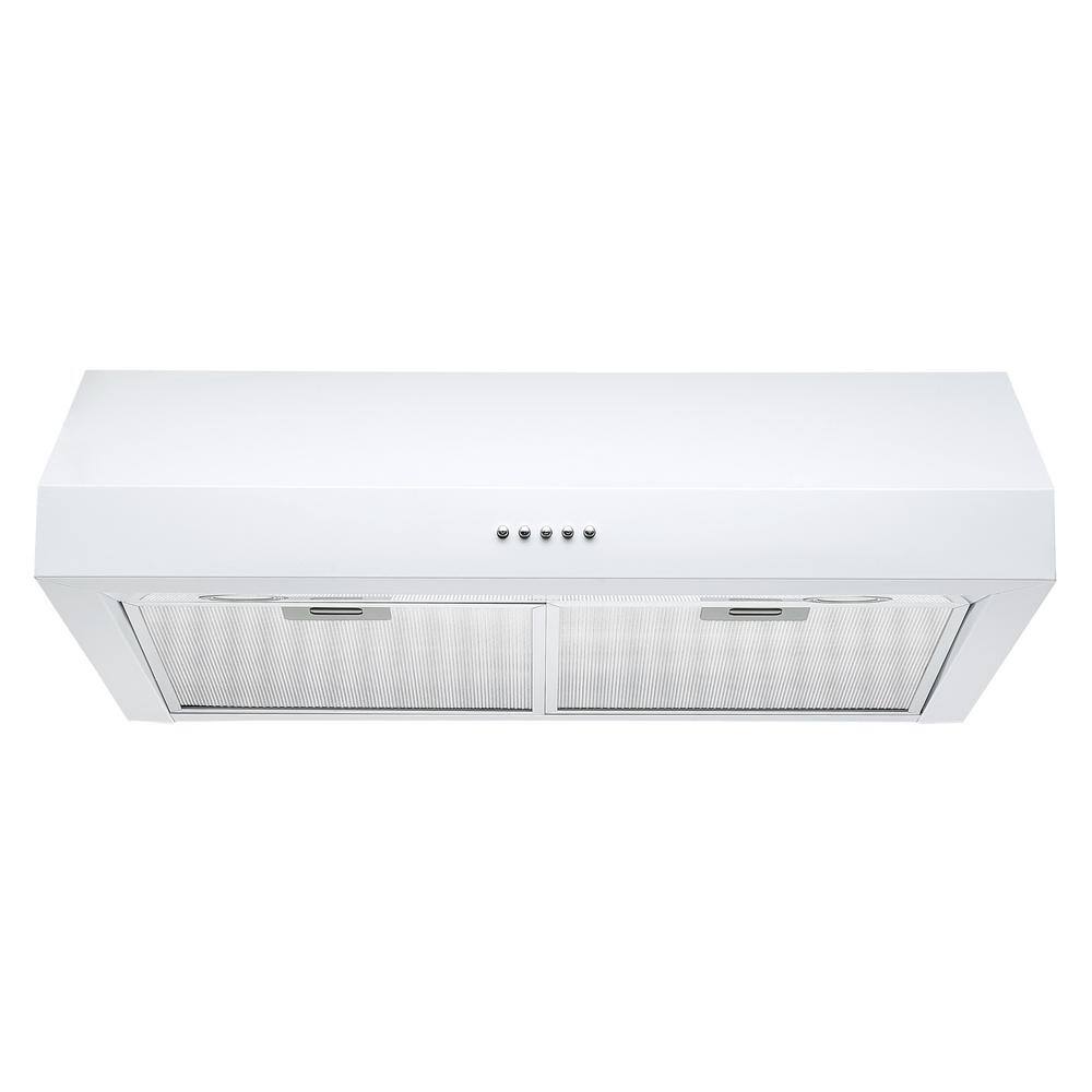 30" White Stainless Steel Under Cabinet Range Hood