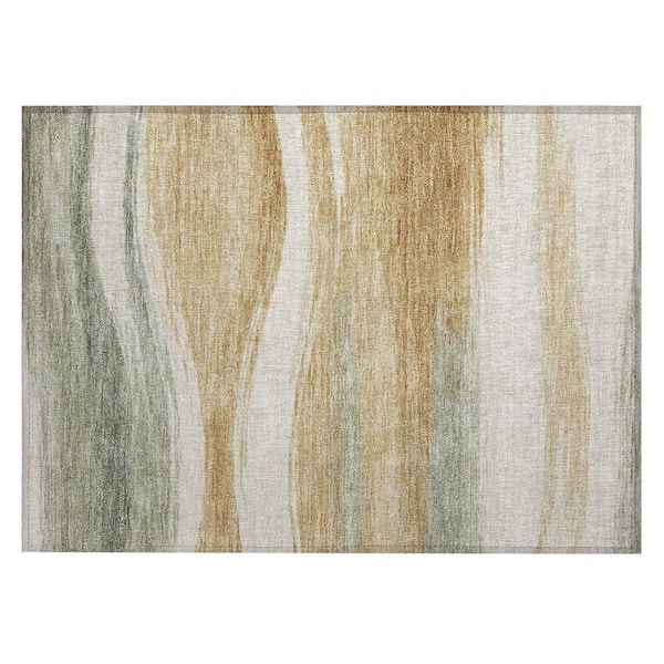 Chantille Machine Washable Indoor/Outdoor Abstract ACN2961 Gold 3 ft. x 4 ft. Area Rug