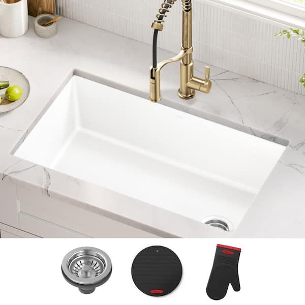 K☆1072 kuusan@ Kraus Forteza Undermount 32-in x 19-in Black Granite Single Bowl