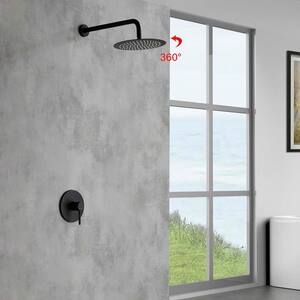1-Spray Patterns with 1.5 GPM 10 in. Wall Mount Round Ceiling Fixed Shower Head in Matte Black