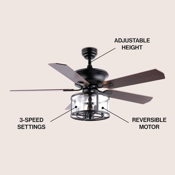 JONATHAN Y Braxton 52 in. 4-Light Black Farmhouse Industrial