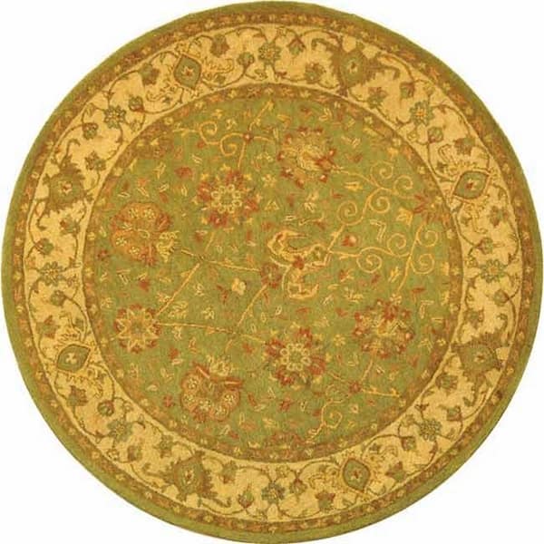 SAFAVIEH Antiquity Sage 4 ft. x 4 ft. Round Border Area Rug