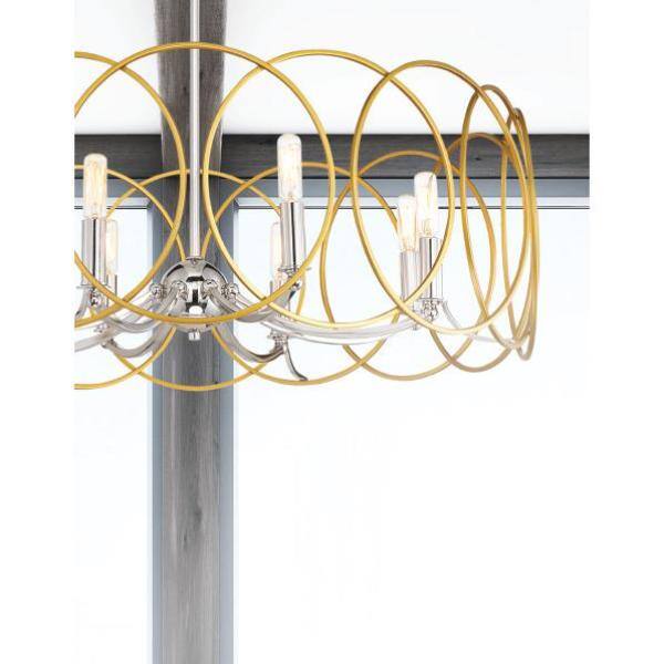 Minka Lavery Honey Gold Polished Nickel 6-Light Drum Chandelier