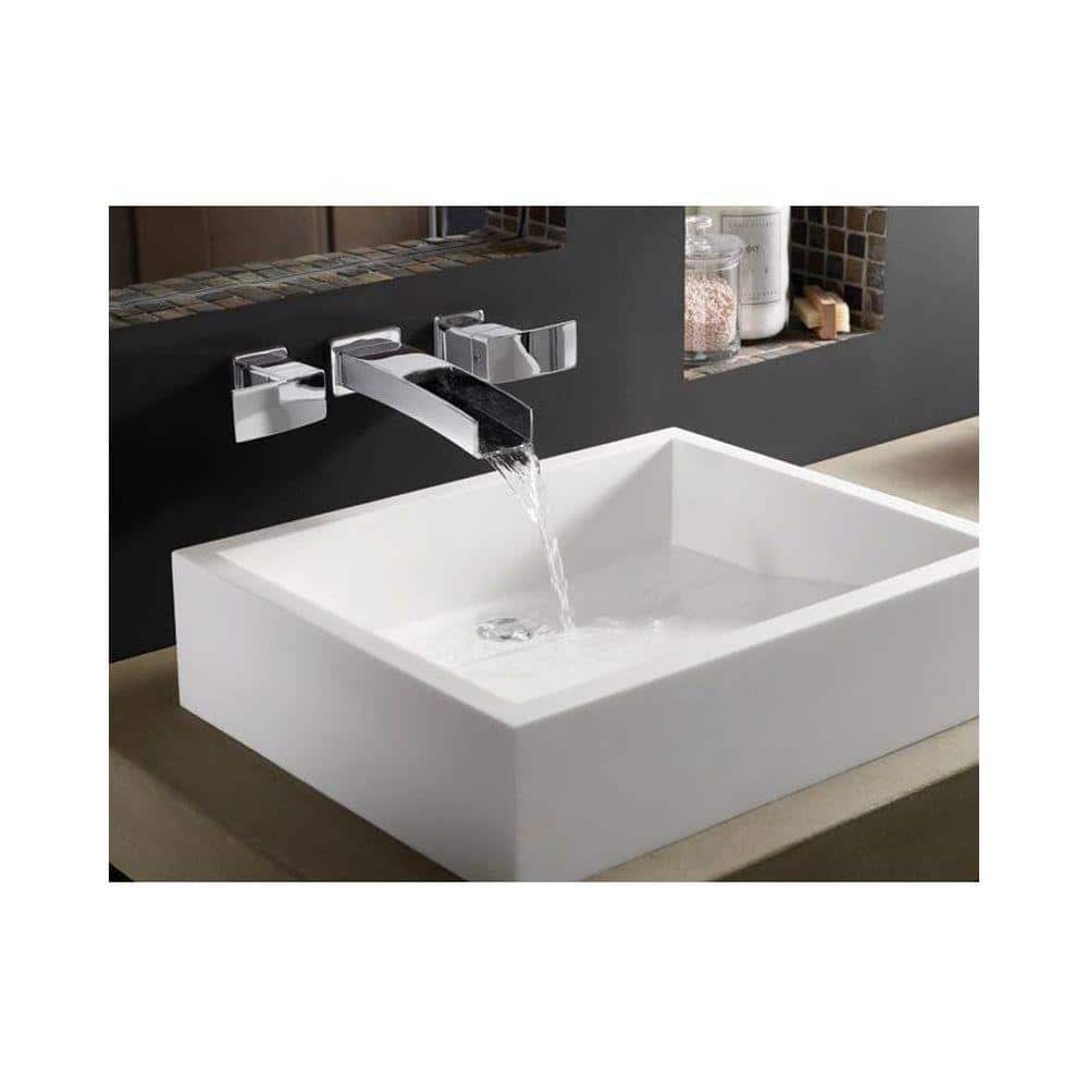 Kenzo Polished Chrome Wall Mount Bathroom Faucet with Lever Handles