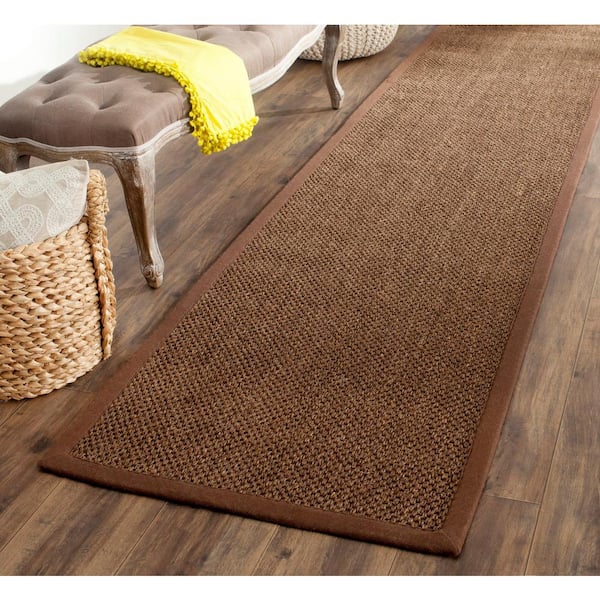 Natural Fiber Brown 3 ft. x 22 ft. Border Runner Rug
