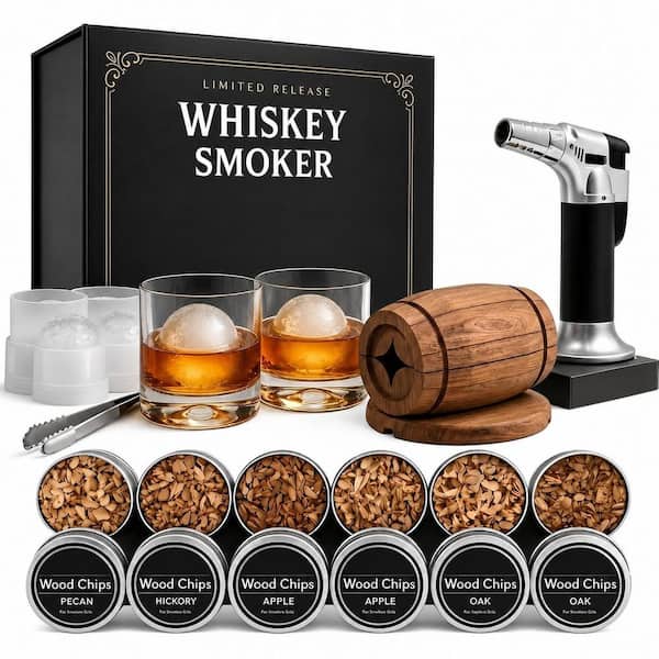 1-Piece Clear Glass Oak Wood Whiskey Smoker Kit Cocktail Infuser Home Bar Kitchen Product Type Gift for Men