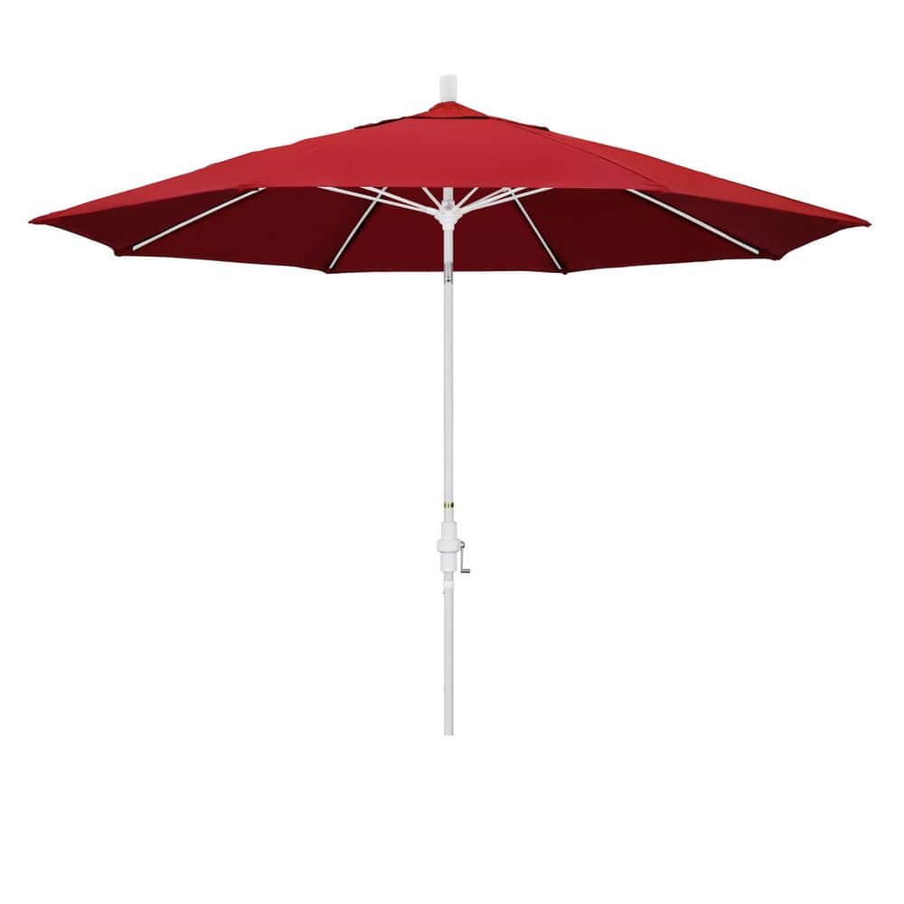 11 ft. Matted White Aluminum Market Patio Umbrella Fiberglass Ribs Collar Tilt Crank Lift in Red Pacifica price history on PriceWatchPro