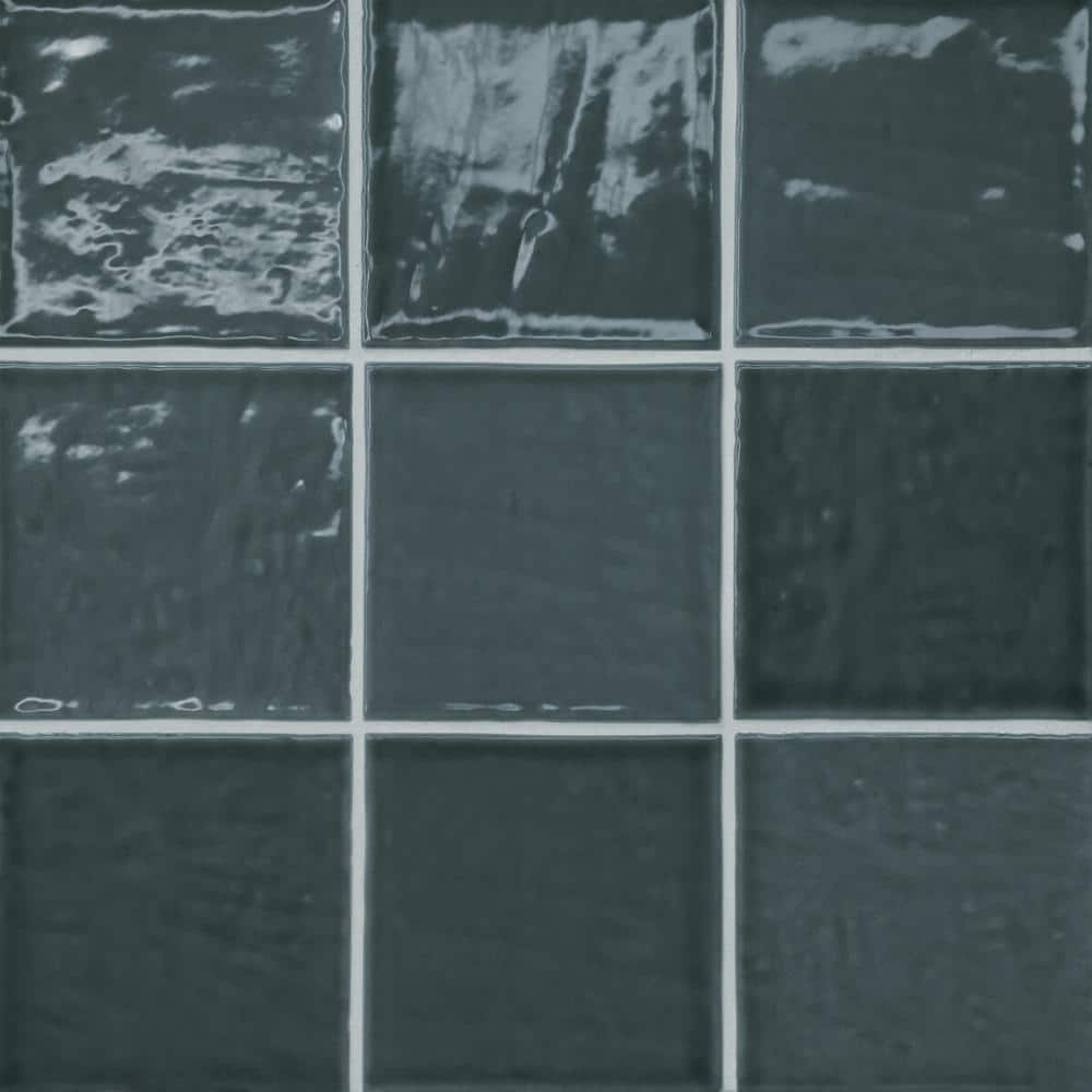 Sample-Marin 4 in. x 4 in. Glossy Ceramic Wall Tile Sample in Midnight Tide price history on PriceWatchPro
