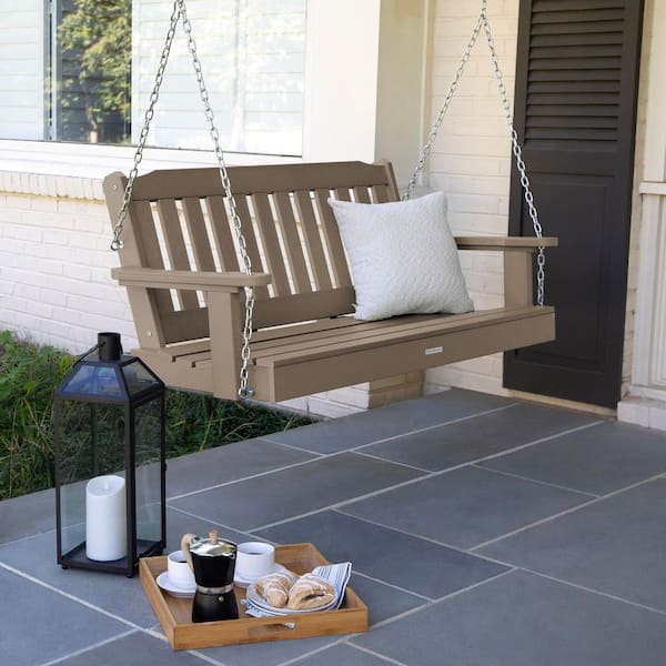 Lehigh 4 ft. 2-Person Woodland Brown Recycled Plastic Porch Swing