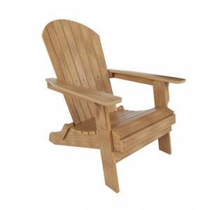 Vineyard 2-Piece Teak Plastic Folding Adirondack Outdoor Patio HIPS Chair with 2-Tier Side Table