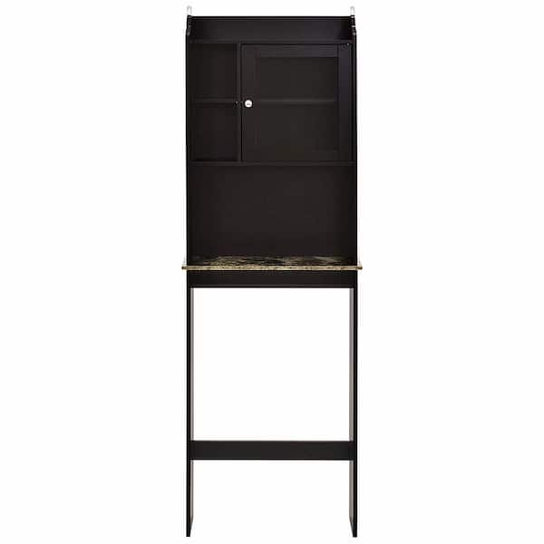 Unbranded 23-1/4 in. W x 7-1/2 in. D x 68-1/10 in. H Espresso Wooden Over the Toilet Space Saver Organization Bathroom Shelf