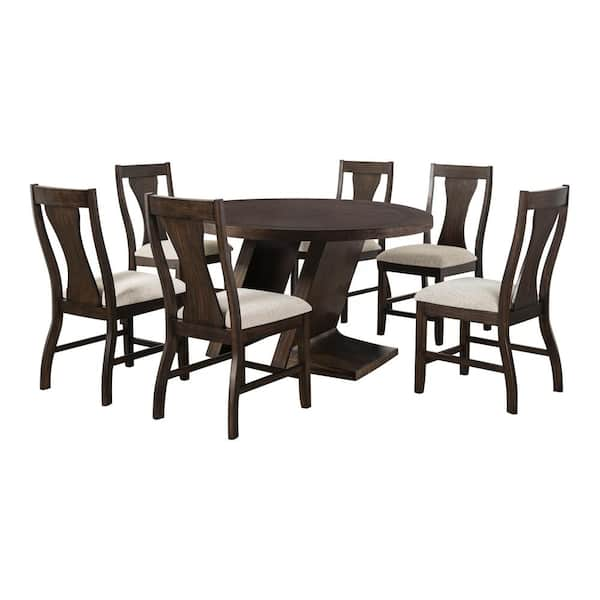 Kix 7-Piece Espresso Wood Top Dining Room Set (Seats 6)