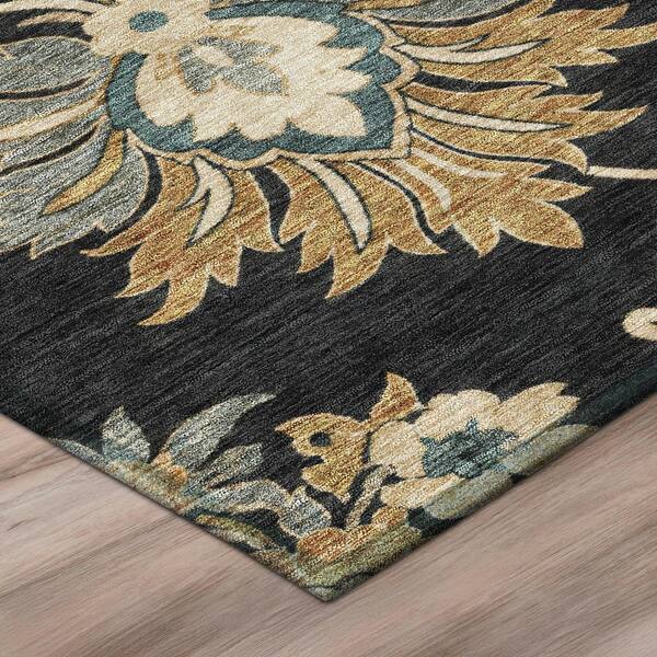 Chantille Machine Washable Indoor/Outdoor Abstract ACN3133 Black 8 ft. x 10 ft. Area Rug
