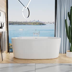 67 in. x 32 in. Minimalist Acrylic Freestanding Soaking Bathtub Tub Not Whirlpool cUPC Certificated in Glossy White