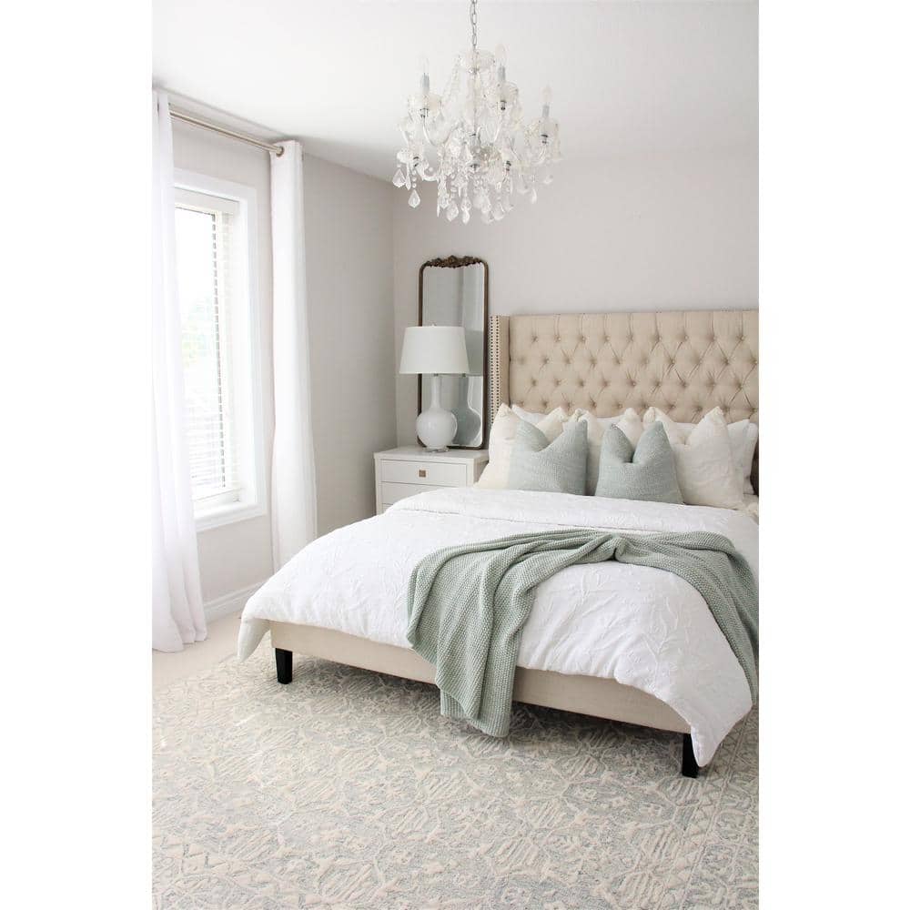 72" Gray Floral Hand-Tufted Wool Square Rug