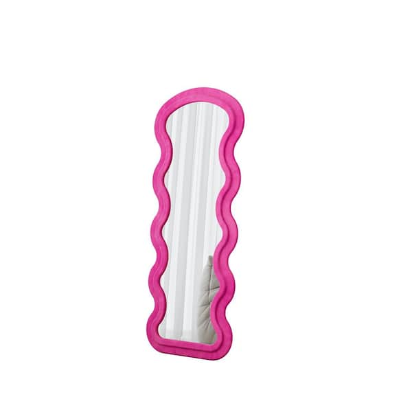 Wave Pink 24 in. W x 63 in. H Irregular Metal Synthetic Wood Full Length Mirror