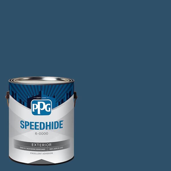 SPEEDHIDE 1 gal. PPG1155-7 Blue Lava Flat Exterior Paint