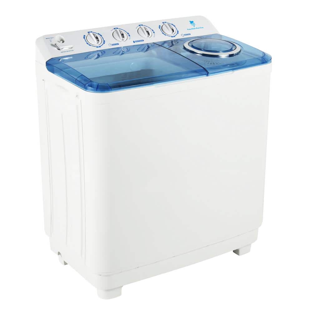 3.5 cu. ft. Portable Top Load Washer in White Twin Tub Washing Machine with Large Capacity and Drain Pump