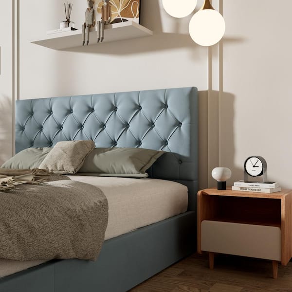 Ahokua Aqua Blue Frame Full Size Upholstered Platform Bed with Lift up Storage Supported by Metal and Wooden Slats BH3 TF AQ F