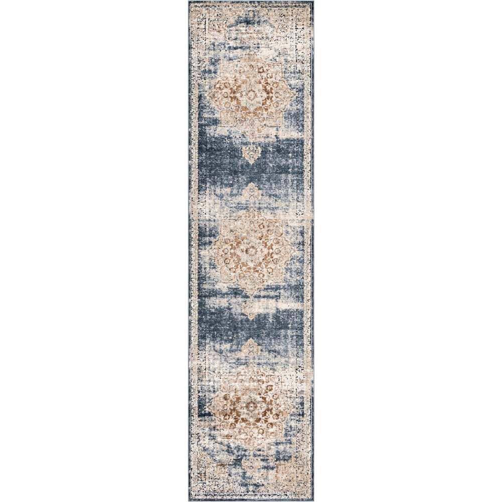 Unique Loom Chateau Roosevelt Dark Blue 2 ft. 7 in. x 10 ft. 0 in. Area Rug 3145638 The Home Depot