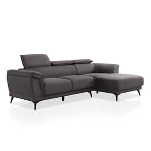 American Furniture Classics Performance Charcoal 97 in. Flared Arm 2-piece  Polyester L Shape Sectional Sofa in. Dark Grey with Three Throw Pillows  A39V5 - The Home Depot