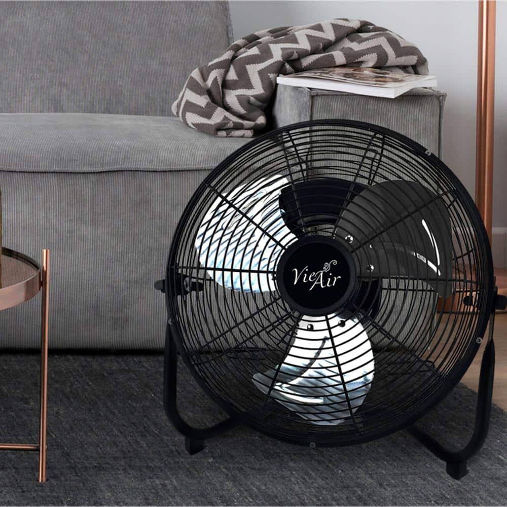 12-Inch Black Metal Three-Speed Floor Drum Fan