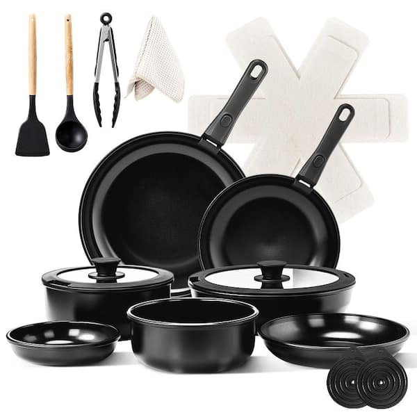 23 Piece Nonstick Pots and Pans Set Cast Aluminum Cookware Set with Detachable Handles