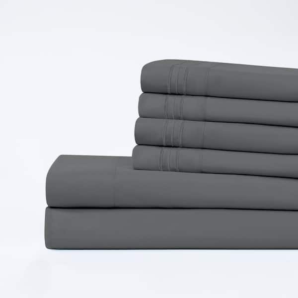 MODERN THREADS 6-Piece Deep Pocket Navy Microfiber Bed Sheet Set, King