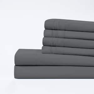 6-Piece Deep Pocket Navy Microfiber Bed Sheet Set, Queen