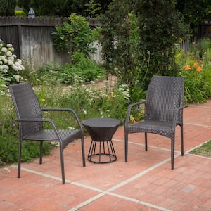 Whitney Multi-Brown 3-Piece Wicker Outdoor Patio Conversation Set