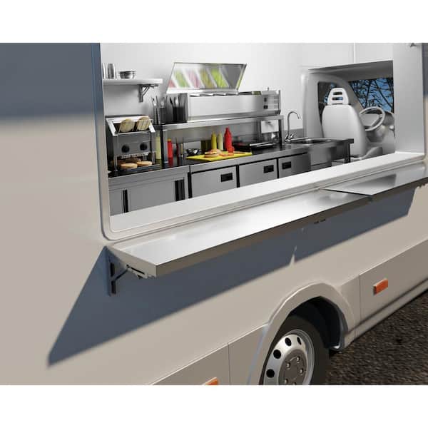 AMGOOD 12 in. x 48 in. Stainless Steel Folding Wall Shelf, Food