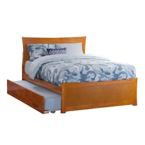 AFI Metro Caramel Brown Full Size Solid Wood Platform Bed Frame with Matching Footboard and Twin Trundle