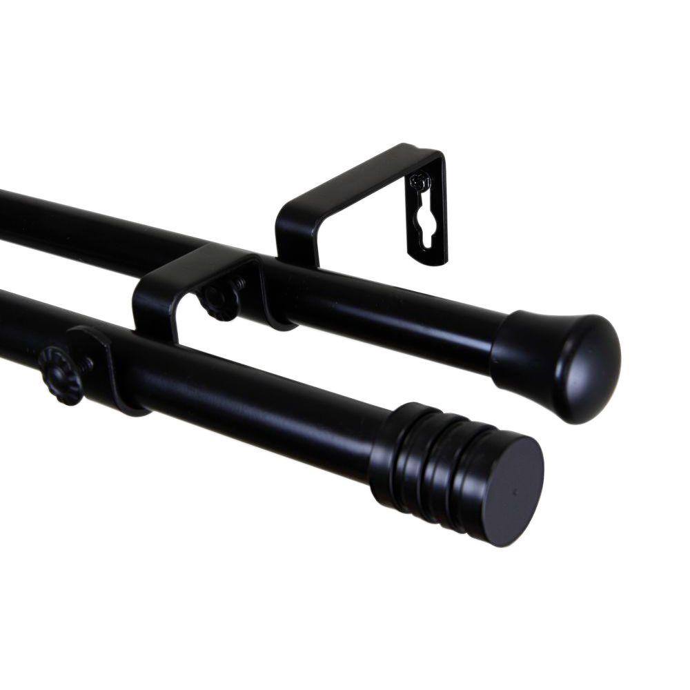 66 in. - 120 in. Black Telescoping Double Curtain Rod Kit with Lee Finial price history on PriceWatchPro