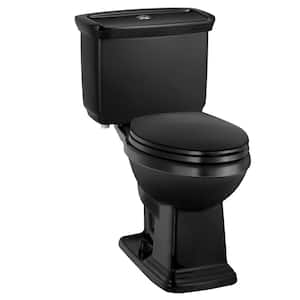2-piece 1.0 GPF/1.28 GPF High Efficiency Dual Flush Elongated Toilet in Black, Seat Included