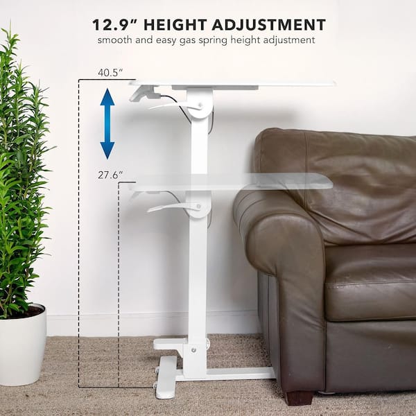 mount-it! 26.75 in White Foldable Rolling Overbed Desk/Table MI