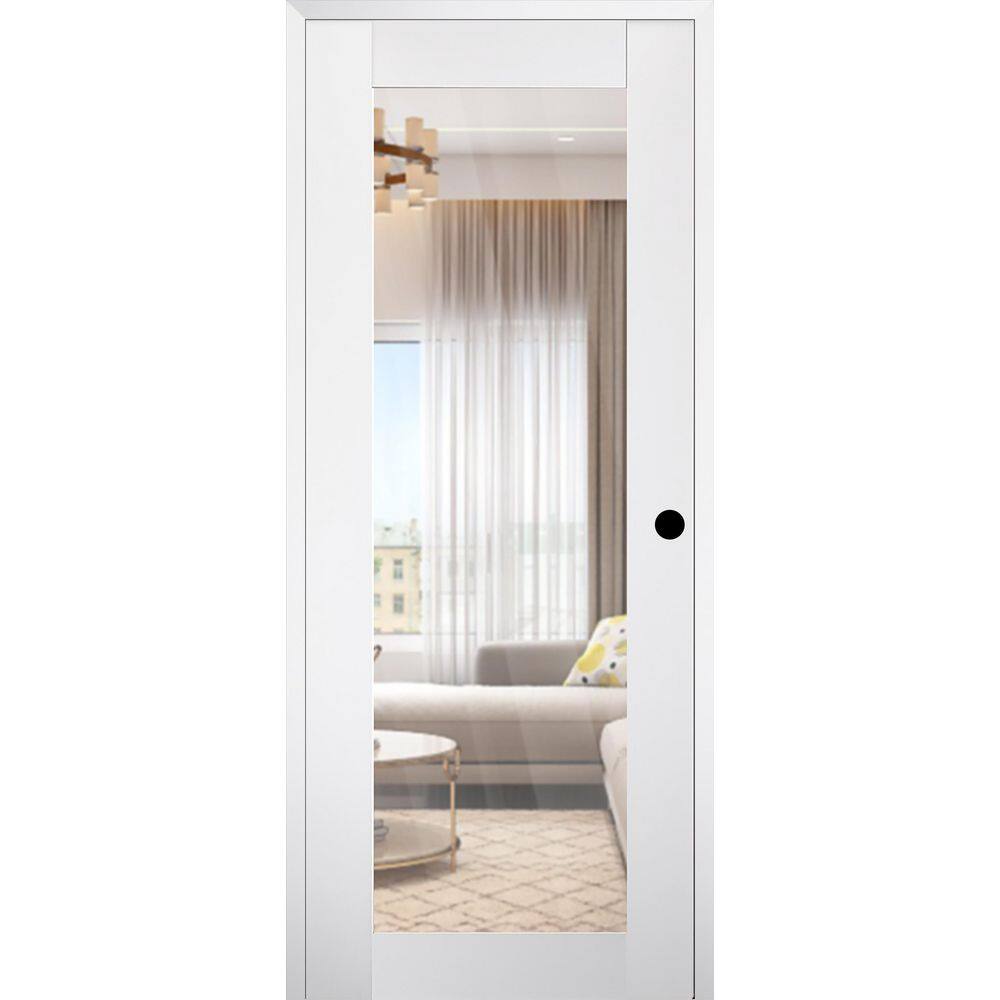 Smart Pro 207 DIY-Friendly 24 in. x 84 in. Clear Glass Left-Handed Polar White Composite Single Prehung Interior Door price history on PriceWatchPro