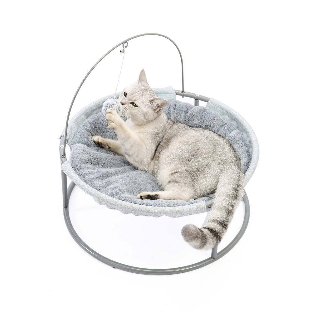 Cat Beds Cushion,Pet Hammock Bed, Cat Calming Cuddler Bed, Anti-Slip Fluffy  Round Washable Cat Bed with Plush Mat & Cat Toy Balls,Fits up to 25lbs, Pet  Bed for Kitty and Puppy-Pink