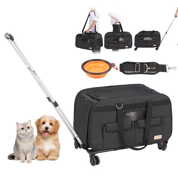 VEVOR Rolling Dog Carrier Dog Backpack Carrier Pet Travel Carrier Wheeled Cat Carrier with Wheels Large Pet Carrier