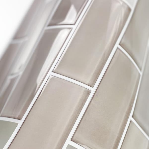 Taupe Seaglass 10.5 in. x 10.5 in. Vinyl Peel and Stick Tiles (Total sq. ft. covered 2.45 sq. ft./4-Pack)