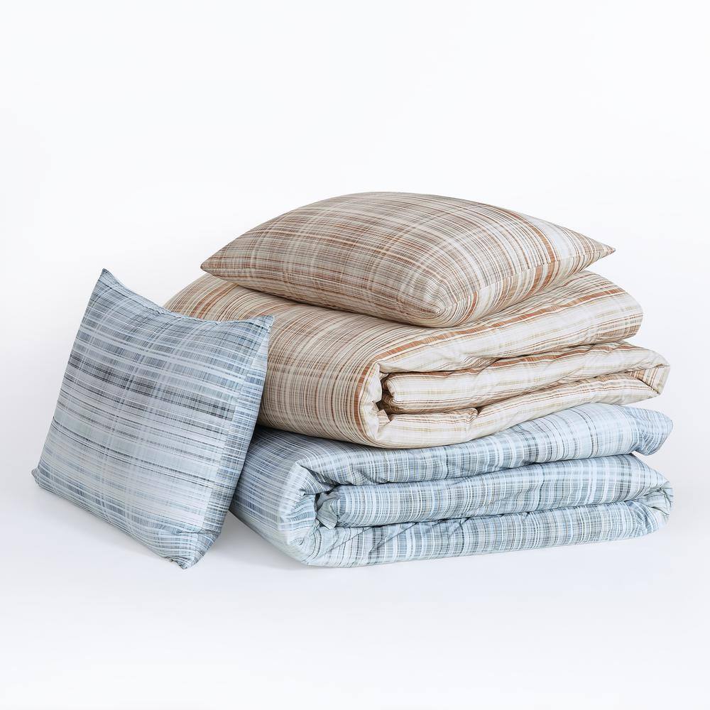 Peyton Blue Cotton Full/Queen Plaid Duvet Cover Set