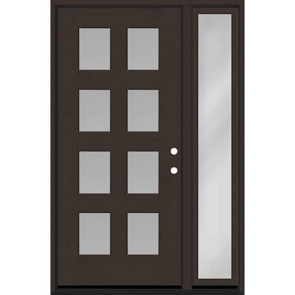 Regency 51 in. x 80 in. 8L Modern Clear Glass LHIS Hickory Stain Fiberglass Prehung Front Door w/Clear12in. SL 4-9/16