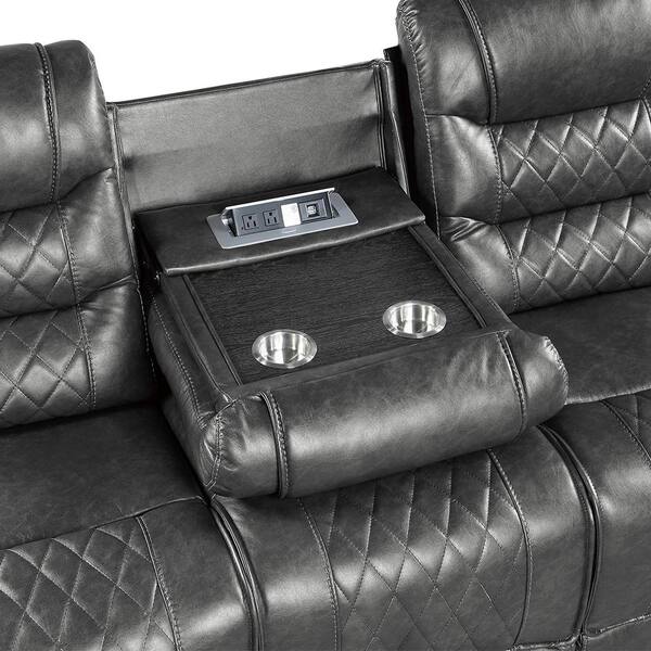 Lazzara Bergen 86.5 in. W Straight Arm Faux Leather Lazzara Bergen 86.5 in. W Straight Arm Faux Leather